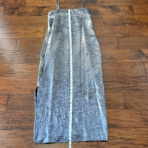 Handmade Satin Slip Dress Metallic Silver Boho Grunge Sz 4 - Picture 15 of 16